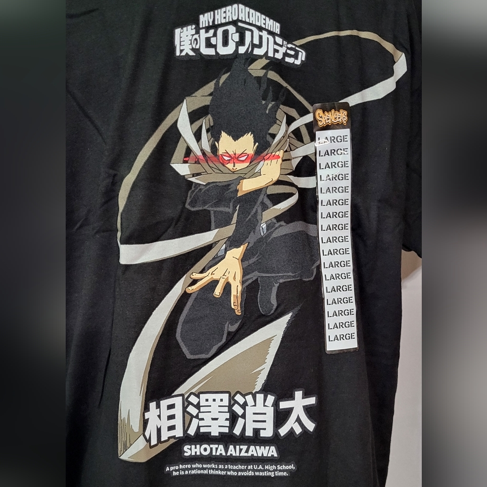 Spencer's Men's NWT My Hero Academia Shota Aizawa Black Graphic T-Shirt Sz Large - Picture 6 of 9